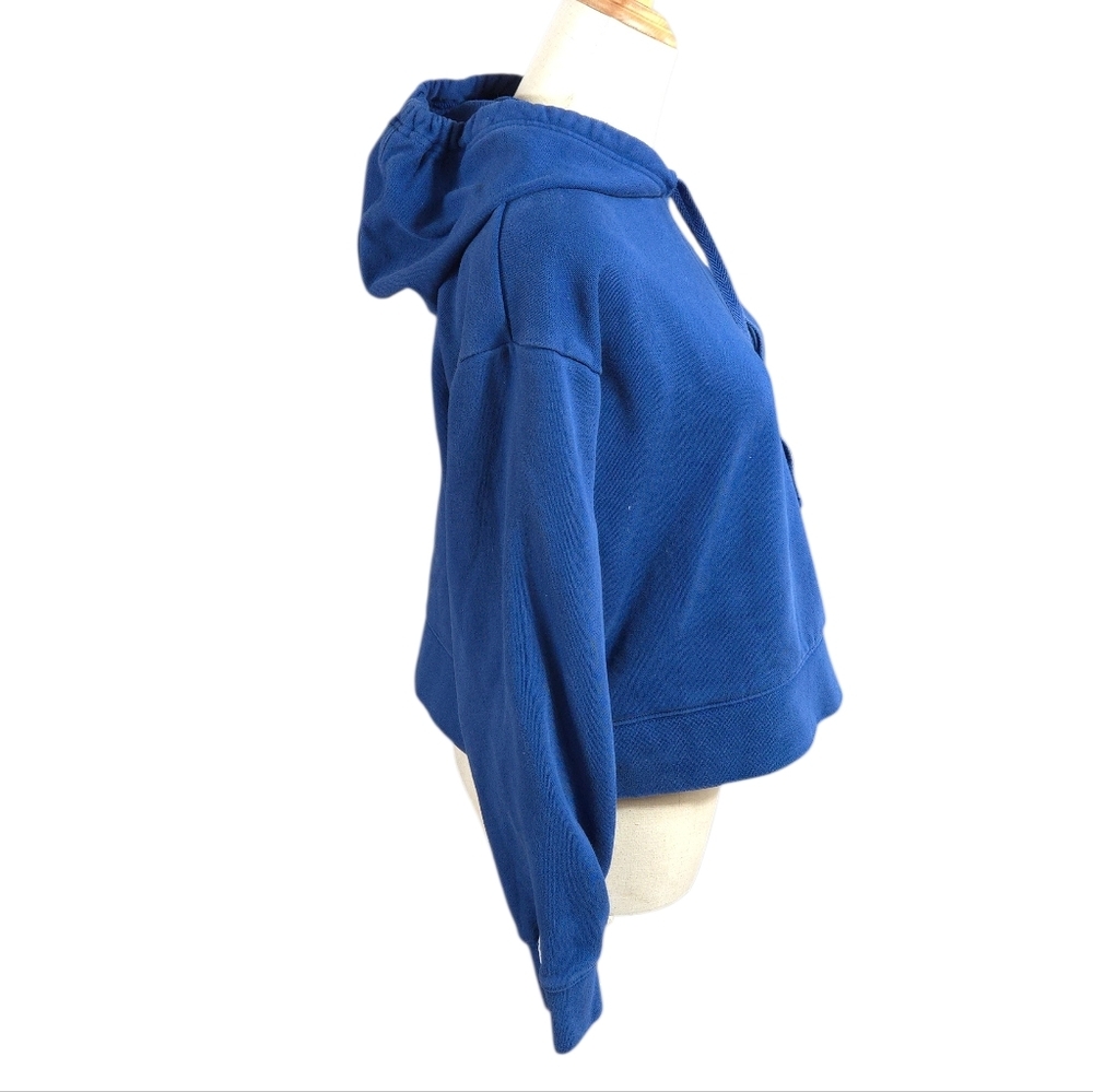 Lacoste Blue Cropped Hoodie Sweatshirt - Picture 3 of 8